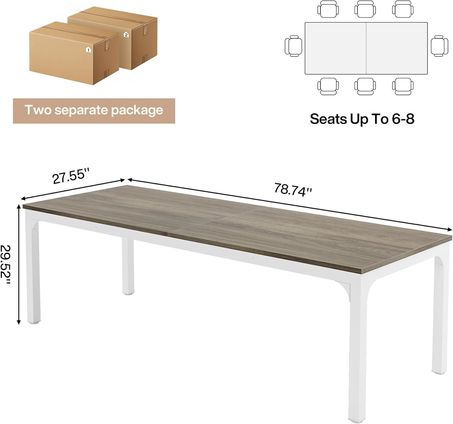Tribesigns 13 FT Conference Room Table - Modern Oak Meeting Desk for Boardroom | 78.74" W x 27.56" D