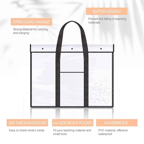 10 Pack Large PVC Poster Storage Bags Bulletin Board Storage Art Portfolio Organizer with Pocket for Classrooms Teachers, 31.5 x 25.2 Inches