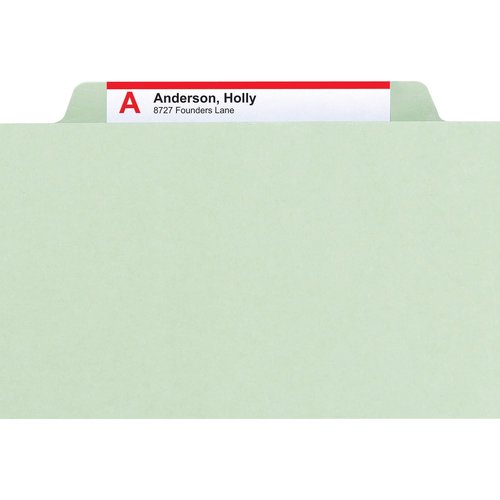 Smead Pressboard Classification File Folder with SafeSHIELD Fasteners, 2 Dividers, 2" Expansion, Legal Size, Gray/Green, 10 per Box (19076)