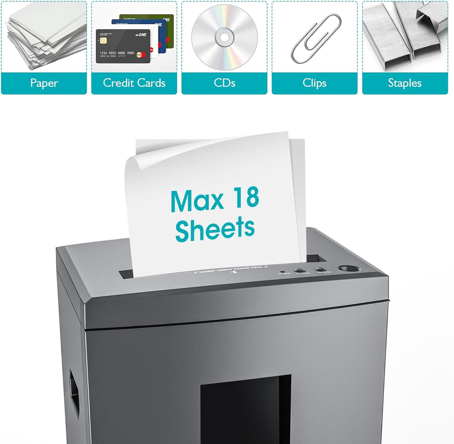 WOLVERINE Heavy-Duty 18-Sheet Crosscut Paper Shredder - Ultra Quiet with 6 Gallon Waste Bin | Grey ETL