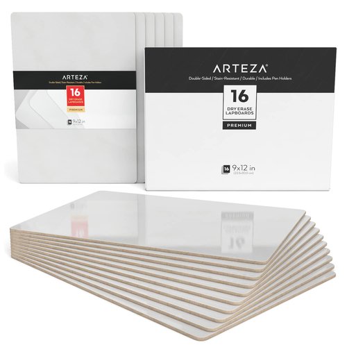 ARTEZA Mini White Boards (16 Pack), 9x12 inch Dry Erase Boards, Double-Sided Dry Erase Lapboards, Back to School Supplies for Classroom, College, Students, Teachers, and Office Applications