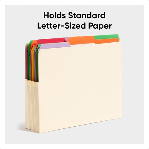 Smead Manila End Tab Expanding File Folders 3-1/2-Inch Expansion Pocket with Gussets, Expandable Letter Size, 25 Count (75124)