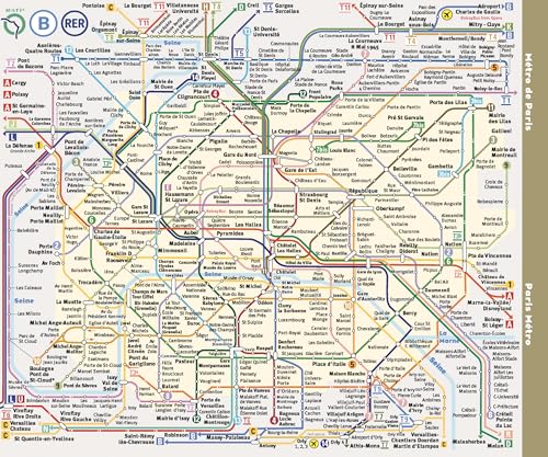 Paris Map by VanDam – City Center & Metro Laminated Pocket Guide (English/French)