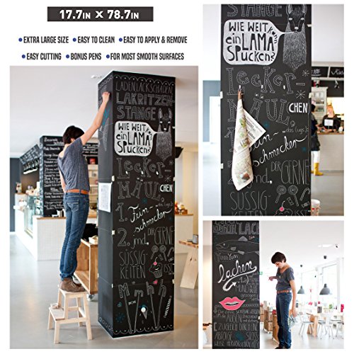Nicpro 17.7"x78.7" Chalkboard Contact Paper Roll with Grid, 1 Pack