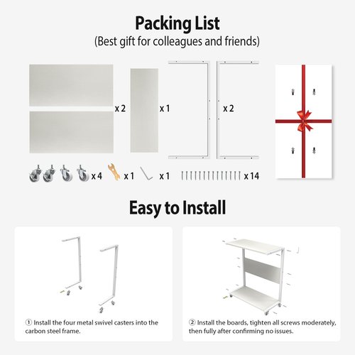 360Tronics Computer Tower Stand, Upgrade 2-Tier Extra Large Gaming ATX-Case Storage CPU Holder Cart with Rolling Wheels, Mobile PC Standing Table for Home and Office, White