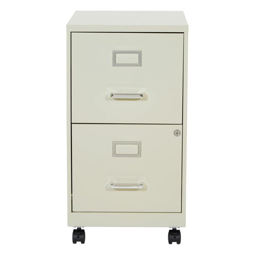 OSP Home Furnishings 2 Drawer Mobile Locking Metal File Cabinet, Tan