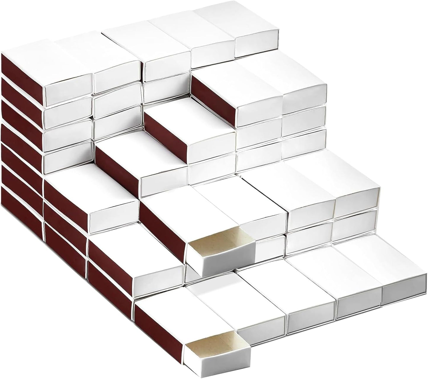 Skiennix Blank Match Boxes - 100 PCS DIY White Storage Holders with Double-Sided Striker | 2.25 x 1.42 x 0.59 Inch