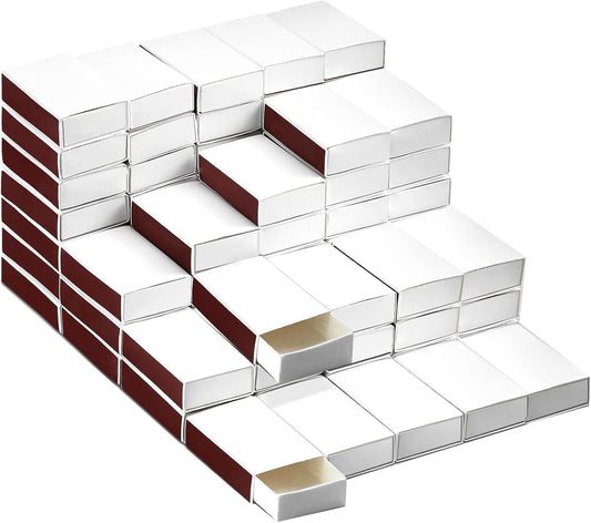 Skiennix Blank Match Boxes - 100 PCS DIY White Storage Holders with Double-Sided Striker | 2.25 x 1.42 x 0.59 Inch