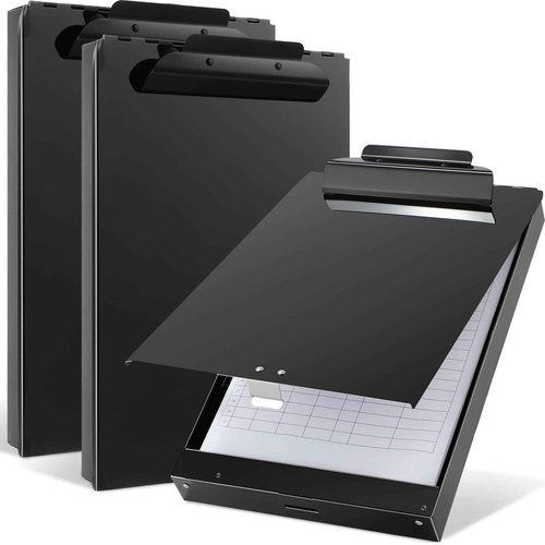 Janlaugh 2 Pieces Metal Storage Clipboard Letter Size Heavy Duty Aluminum Clip Board 14'' x 9.06'' x 2.95'' Contractor Clipboard Dual Storage Form Holder Paper Holder with High Capacity Clip
