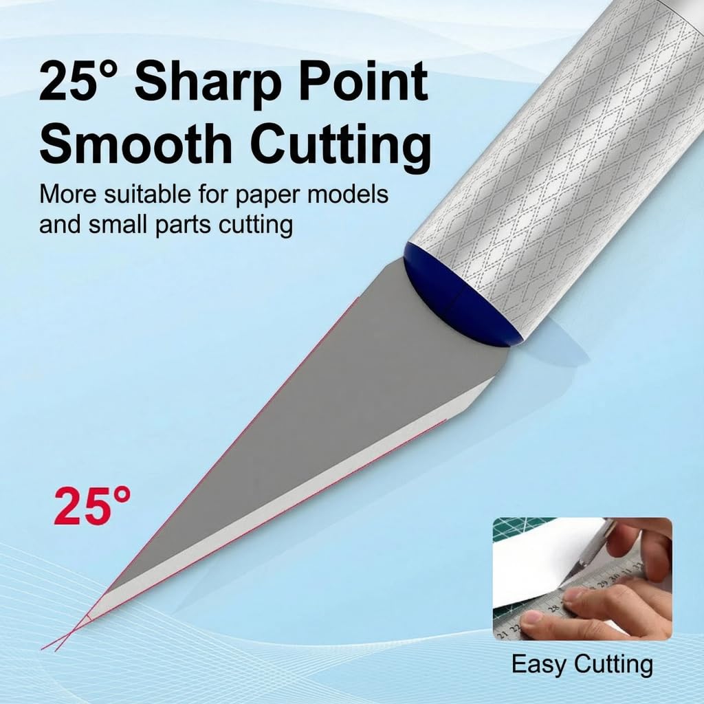 LOLUTIY 1 Pcs Craft Hobby Knife Exacto Knife with 11 Pcs Stainless Steel Blade Kit, Scrapbooking, Stencil