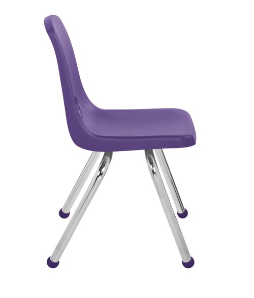 FDP 14" School Stack Chair, Stacking Student Seat with Chromed Steel Legs and Ball Glides; for Classroom, Homeschool or Learning Space - Purple (2-Pack), 15412-PU
