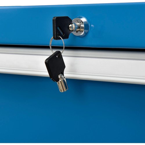 Global Industrial 9 Drawer Modular Cabinet, w/Lock, w/o Dividers, 36" Wx24 Dx57 H Blue