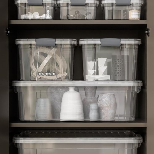 Superio Clear Storage Boxes with Lids, Plastic Container Bins for Organizing, Stackable Crates, BPA Free, Non Toxic, Odor Free, Organizers for Home, Office, School, and Dorm(10.5 Quart, 2 Pack)