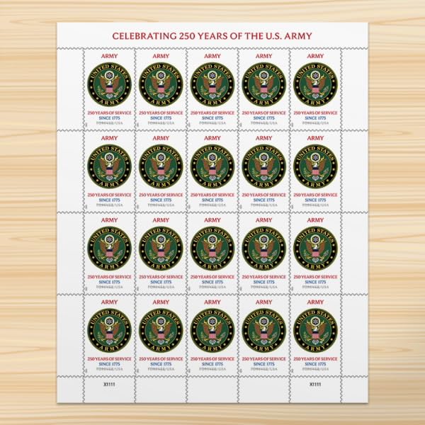 U.S. Army 250th Anniversary Forever Postage Stamps Sheet of 20 - Collectible USPS First-Class Mail