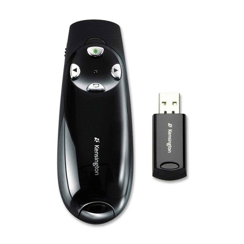 Kensington Wireless Presenter Pro with Green Laser, Class 2, 150 Ft Range, Black