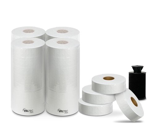 White Labels for Monarch Paxar 1131 One-Line Price Gun, 4 Sleeves, 32 Rolls Pricemarking with 4 Ink Rolls