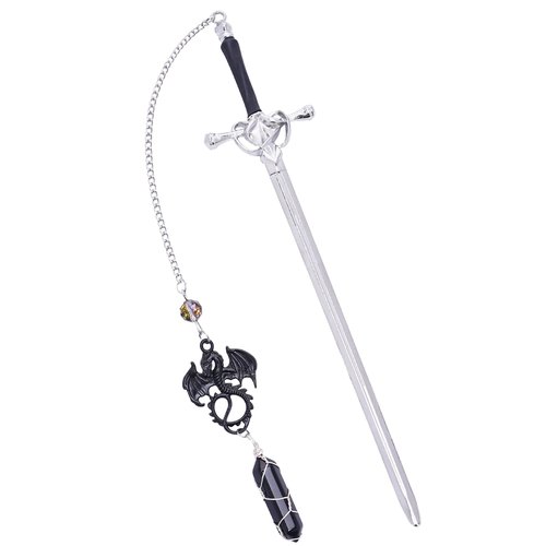 Berirexrion Fourth Wing Sword Bookmark- Fantasy Dragon Book Marks Gift Reading Men Boys Cool Unique Funny Vintage Metal Crystal Page Marker Kids Friend Birthday Students Teacher School Office Supplies