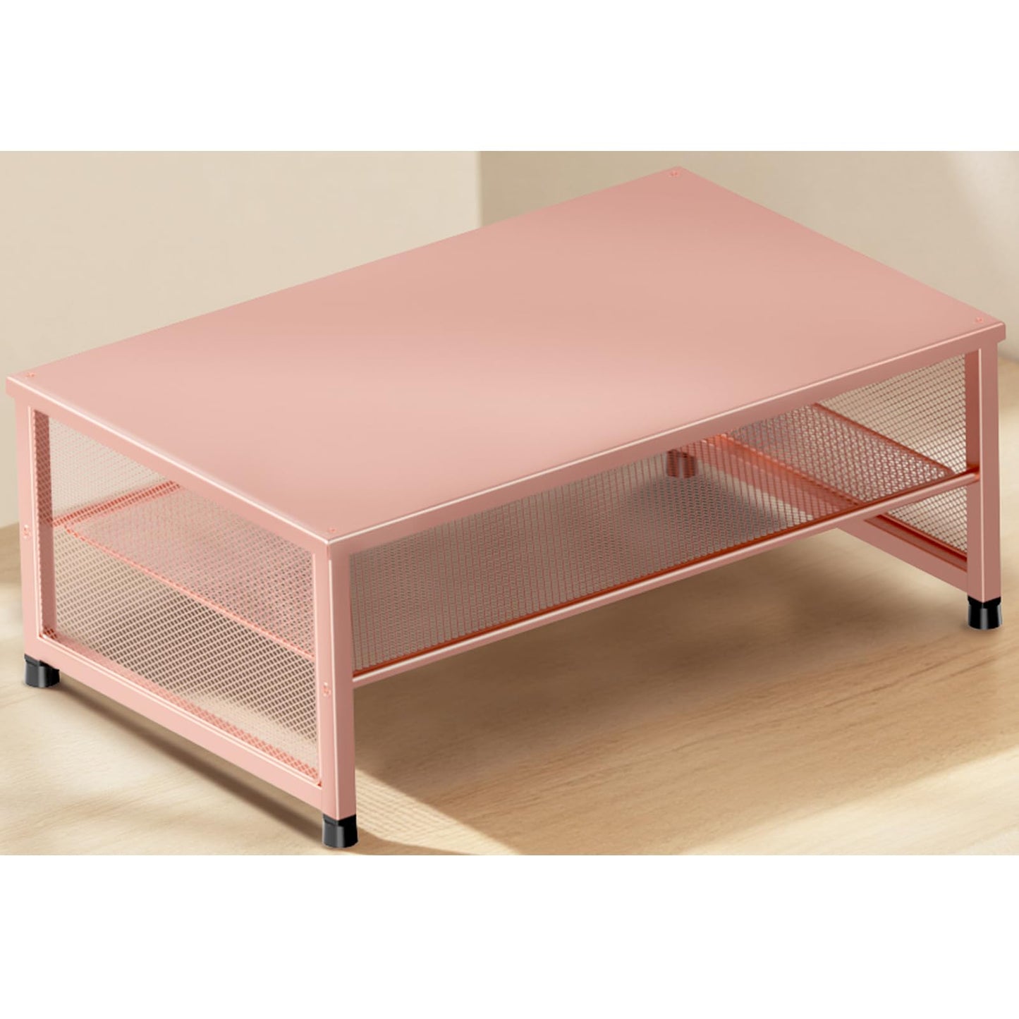 ECOLOVI 2-Tier Computer Monitor Stand Riser, Desk Organizer for Monitor, Printer & Laptop Stand, Desktop Workspace Organizers for Office Supplies(Rose Gold)