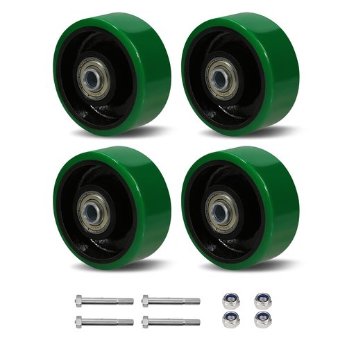 LONGRUNFORU 3" x 1.25"Caster Wheel, Polyurethane on Cast Iron Wheel, Ball Bearing-3/8" Bore, Set of 4 Heavy Duty Caster Caster Wheel with 1400 lbs Capacity(4 Pack)