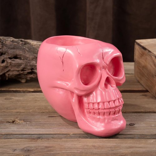 Arola Pink Skull Pen & Pencil Holder Skeleton Key Holder Makeup Brush Holder flower pot Home Office Desk Supplies Organizer Accessory