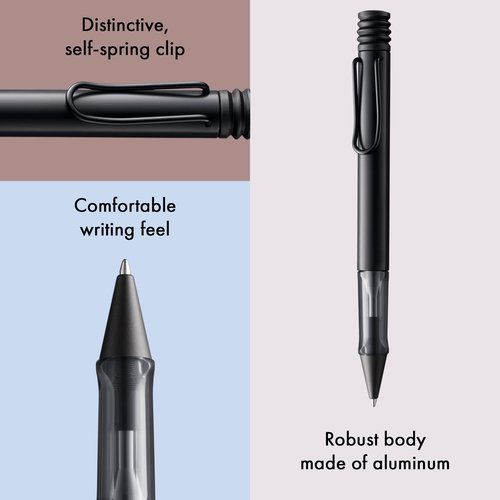 Lamy AL-star black - Ballpoint Pen with transparent, ergonomic grip & line width M - lightweight aluminium body - including large capacity refill M 16 in black