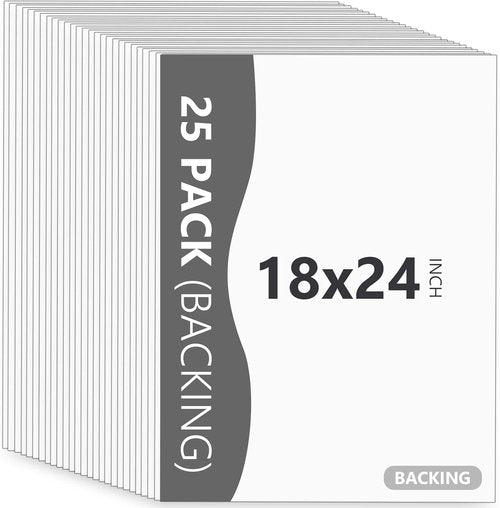 Skiennix 25 Pack Backing Boards - 18x24 Uncut White Mats, Acid-Free & Ideal for Photos/Art