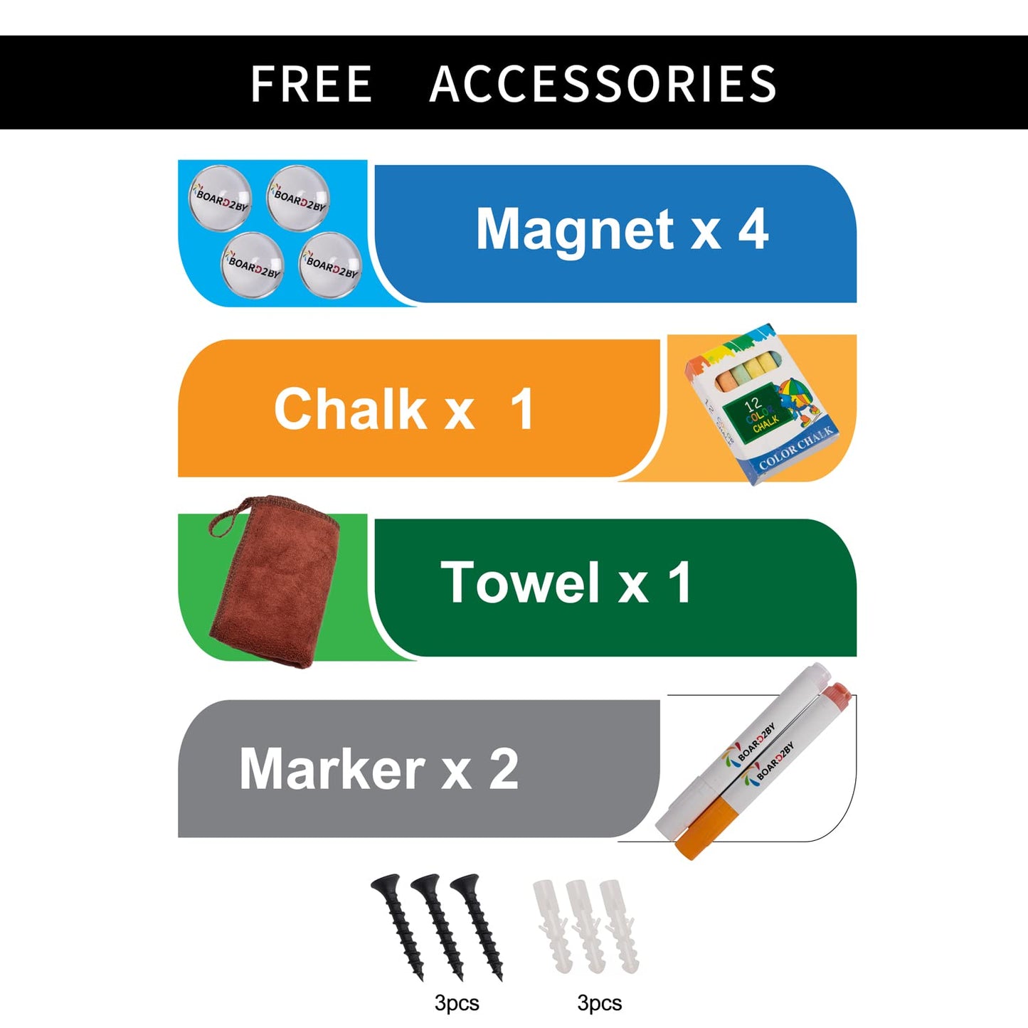 Board2by Magnetic Chalkboard Black Board 48 x 36, Extra Large Chalk Board Blackboard for Wall Decor, Easy-to-Erase Wood Framed Magnet Board, 4 Magnets for School, Home & Office (Rustic Brown)