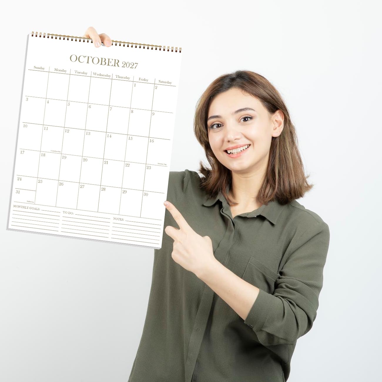 Calendar 2026-2027 - Wall Calendar from July 2026 - December 2027, 2026-2027 Wall Hanging Calendar with Thick Paper, 12" x 14.5", Gold