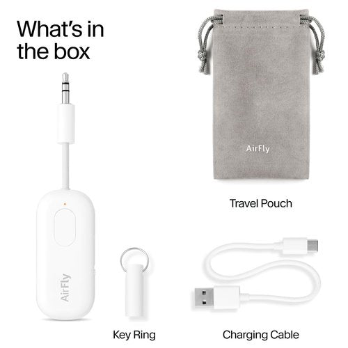 Twelve South AirFly Pro | Bluetooth Wireless Transmitter/Receiver Adapter for 2 Headphones, Audio Sharing, Compatible with 3.5mm aux Jack for Airplanes, TV, Gym, Stereo, and Travel, 25+ Hr Battery