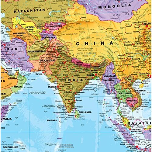 Maps International Giant World Map - Mega-Map Of The World - 46 x 80 - Fully Laminated - 2025 Updated