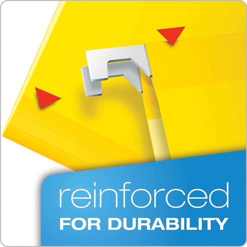Pendaflex Ready-Tab Reinforced Hanging Folders, Letter Size, Yellow, 5 Tab, 25/BX (42624)