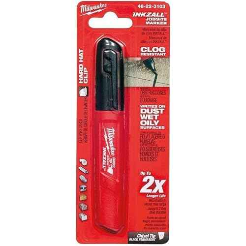 Milwaukee INKZALL Black Medium Chisel Acrylic Permanent Marker (1 Per Card) / Package Size: 1 Each (Pack of 10)