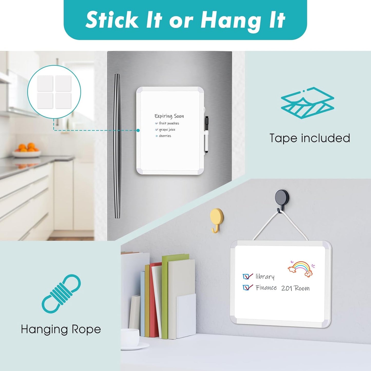 WALGLASS Magnetic Dry Erase Whiteboard - Portable 11" x 14" Mini Board for Home, School & Office
