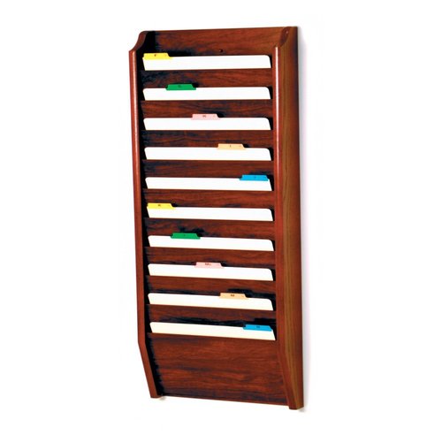 Wooden Mallet 10-Pocket File Holder, Legal Size, Mahogany