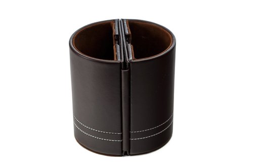 Pensali Pen and Pencil Holder with Picture Frame Space Saver Desk Organizer for Office Supplies - Made of Premium Suede Base Faux Leather Strong Magnetic Clasp Attractive Design - Brown