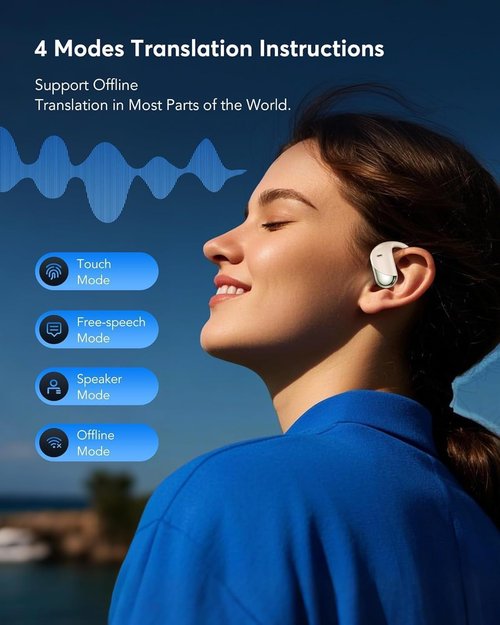 Paekole AI Translation Earbuds Real Time - Audifonos Traductores Inglés Español, 3-in-1 Translator Device, Supports 144 Languages & Accents, Open Ear Earbuds with Charging Case