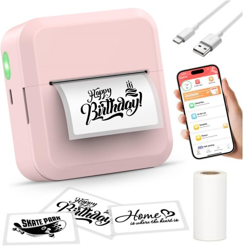 HuiJuKeJi Label Maker - Portable Bluetooth Mini Printer with Inkless Thermal Technology | 50x30mm Tape