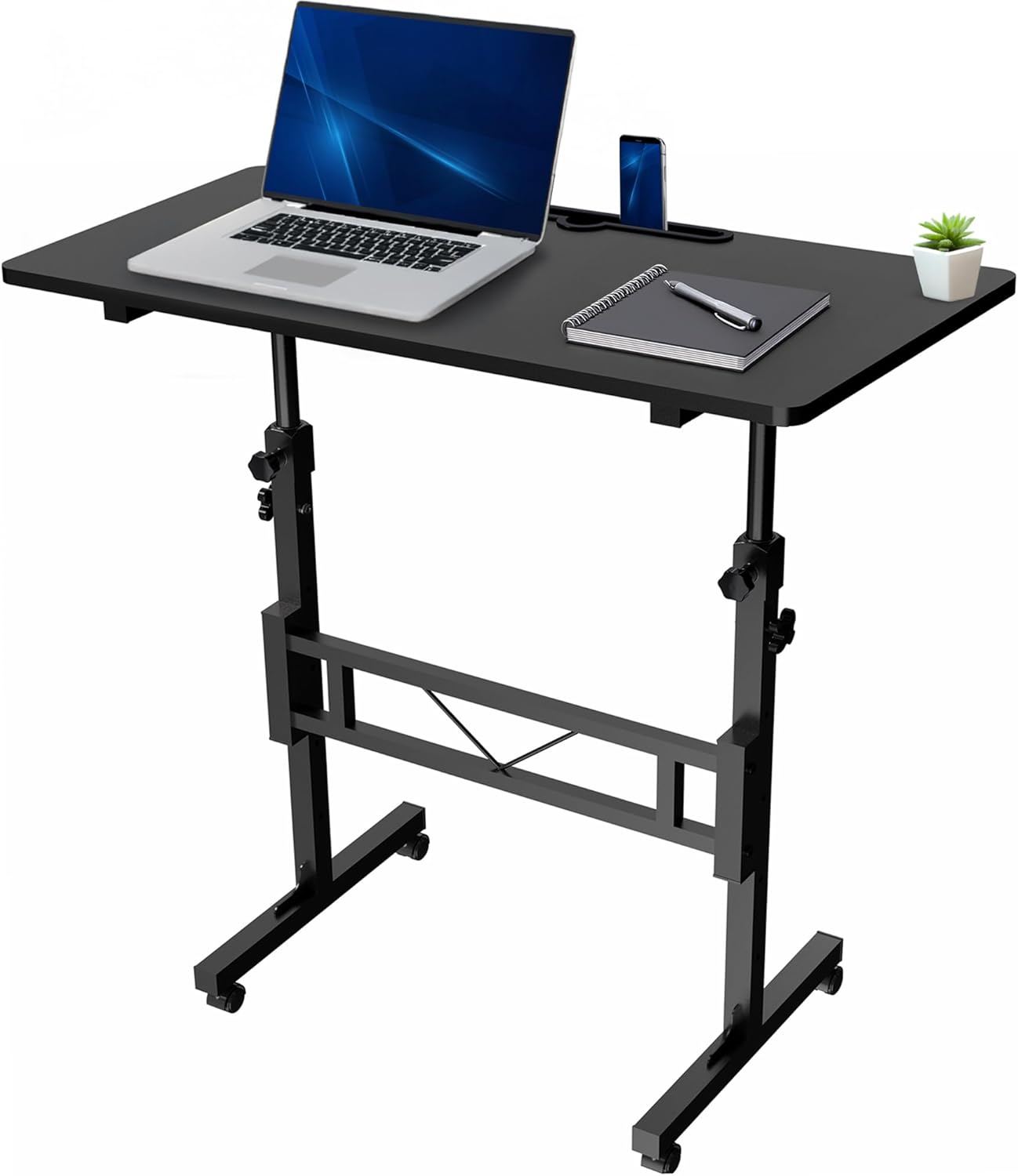 VIVO Mobile Standing Desk - 32 x 16 Inch Portable Workstation with Wheels for Home Office - Black