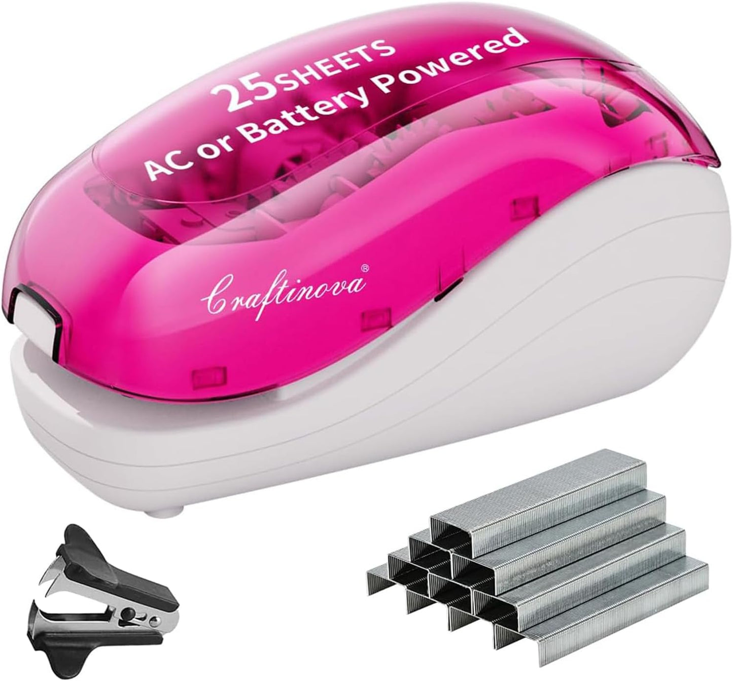 Skiennix Electric Stapler - Pink | 25 Sheet Capacity, Includes 2000 Staples & Staple Remover