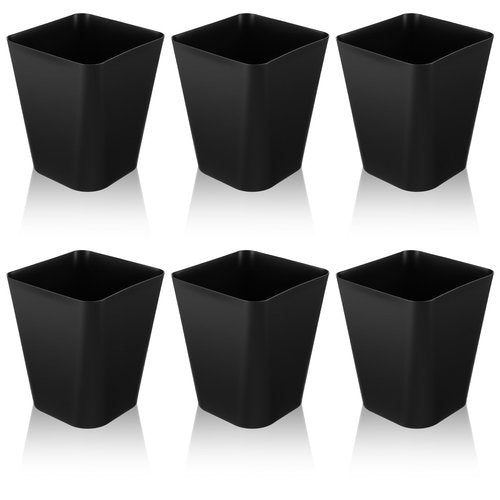 mekueeex 6 Pcs Plastic Trash Can Small Wastebasket Garbage Bin Container for Bathroom, Bedroom, Home Office, Living Room, Kitchen (Black)