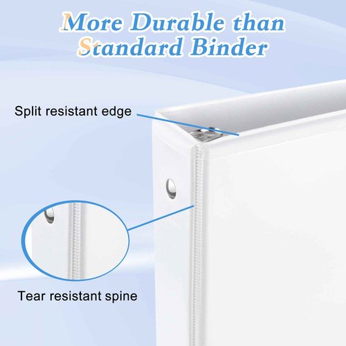 CIXILDTS 1-inch Round Ring Binder, Standard 3 Ring Binder Fit Letter Size Paper, Presentation View Binders, White,12-Pack