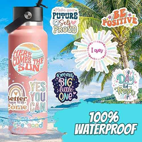 200PCS Affirmation Stickers, Holographic Motivational Sticker Pack, Positive Journal Encouraging Shiny Quotes for Kids, Teachers, Classroom, Waterproof Scrapbook Supplies (200)
