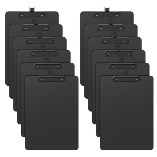 Juvealoe Aluminum Metal Clipboard with Pen Holoder, 8.5 x 11 Black Contractor Clip Board, Letter Size 9 x 12.5 in, Suit for School, Office, Business, Medical, Factory (Pack of 12)