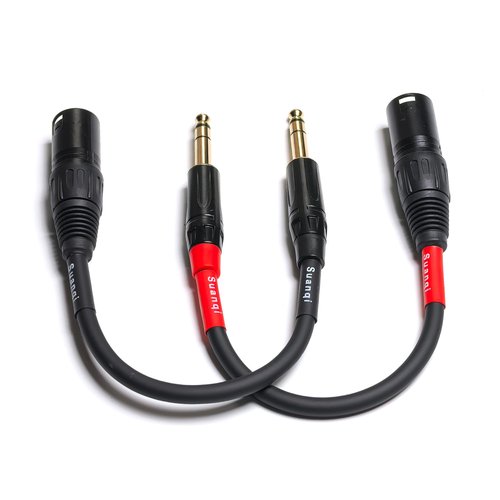 1/4 Inch TRS to XLR Male 6.35mm Balanced Signal Interconnect Microphone Cable Quarter inch to 3pin XLR Patch Cable 2Pack 8 inches