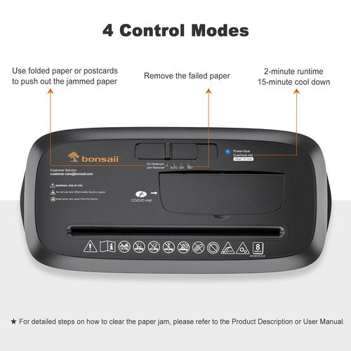 Bonsaii Paper Shredder for Home Use, 8-Sheet StripCut Home Office Shredder, CD/Credit Card Shredder Machine with Overheat Protection, 3.4 Gallons Wastebasket