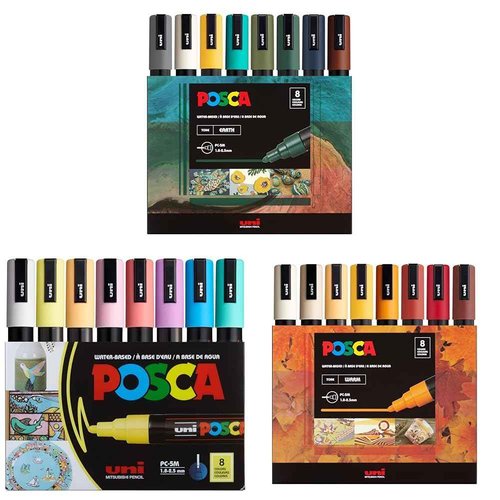 Posca Markers Bundle - 24 Medium Paint Markers: 5M - 8 Earth + 8 Warm + 8 Soft Tones