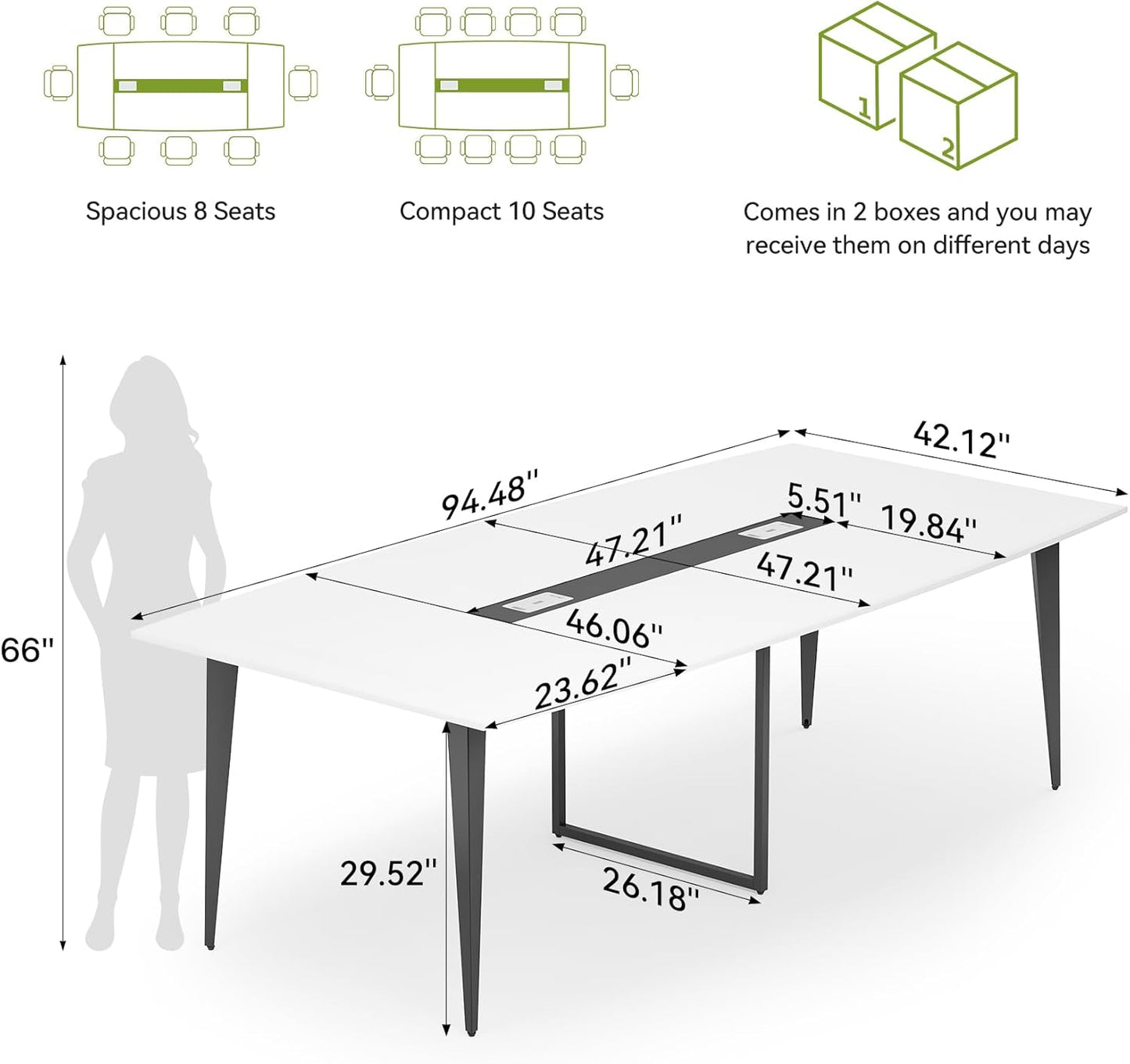 LITTLE TREE 6 FT Conference Room Table, 70.86L x 35.43W x 29.52H Inches Boat Shaped Meeting Seminar Boardroom Table