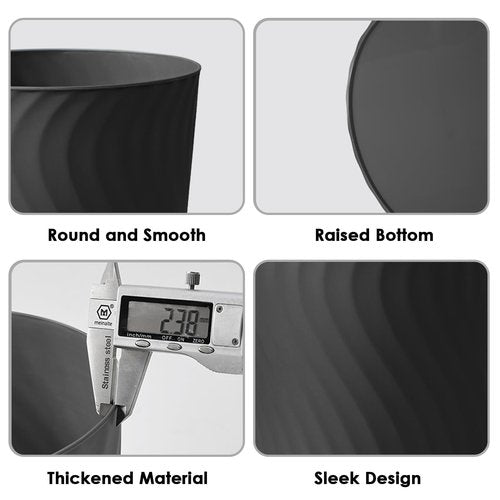 YGJT Small Trash Can, 3 Pack 1.8 Gallons Bathroom Trash Can, Slim Waste Basket, Round Garbage Can, Plastic Trash Bin for Kitchen, Dorm, Bedroom, Office, Living Room, Study, Compact Spaces(Black)