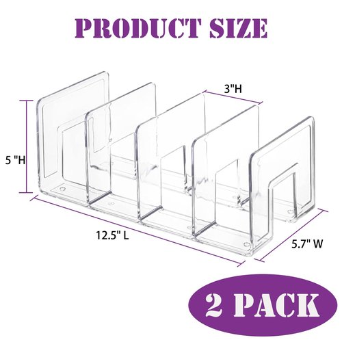 Yuixoseu Purse Organizer for Closet, Clear Acrylic File Organizer, Desk File Holder for Book, Document, Envelopes, Binder, Mail, Handbag (2Pcs)