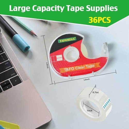 Clear Tape for Wrapping,Repairing and Adhesiving Smooth Cut Transparent Tape with Dispenser for Office & School Project 0.7 X 1000 Inch,36 Pack